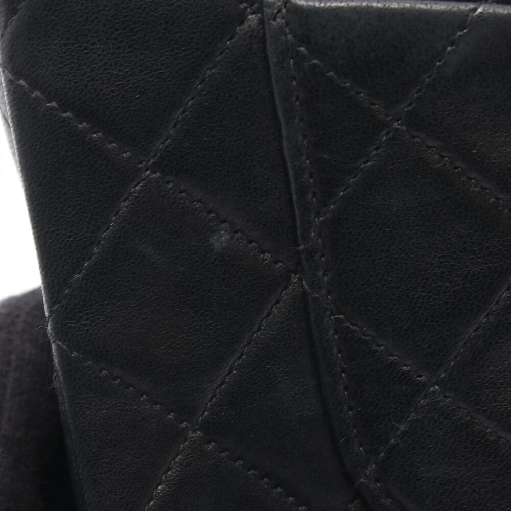 Chanel Matelasse Double Flap Shoulder Bag Lambskin Sheepskin Black - Picture 7 of 8